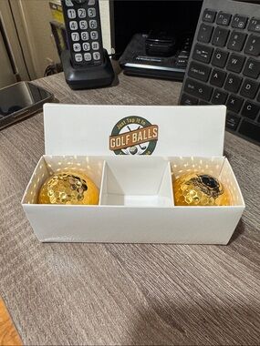 Personalized (J) Gold Metallic Golf Balls - Set of 2